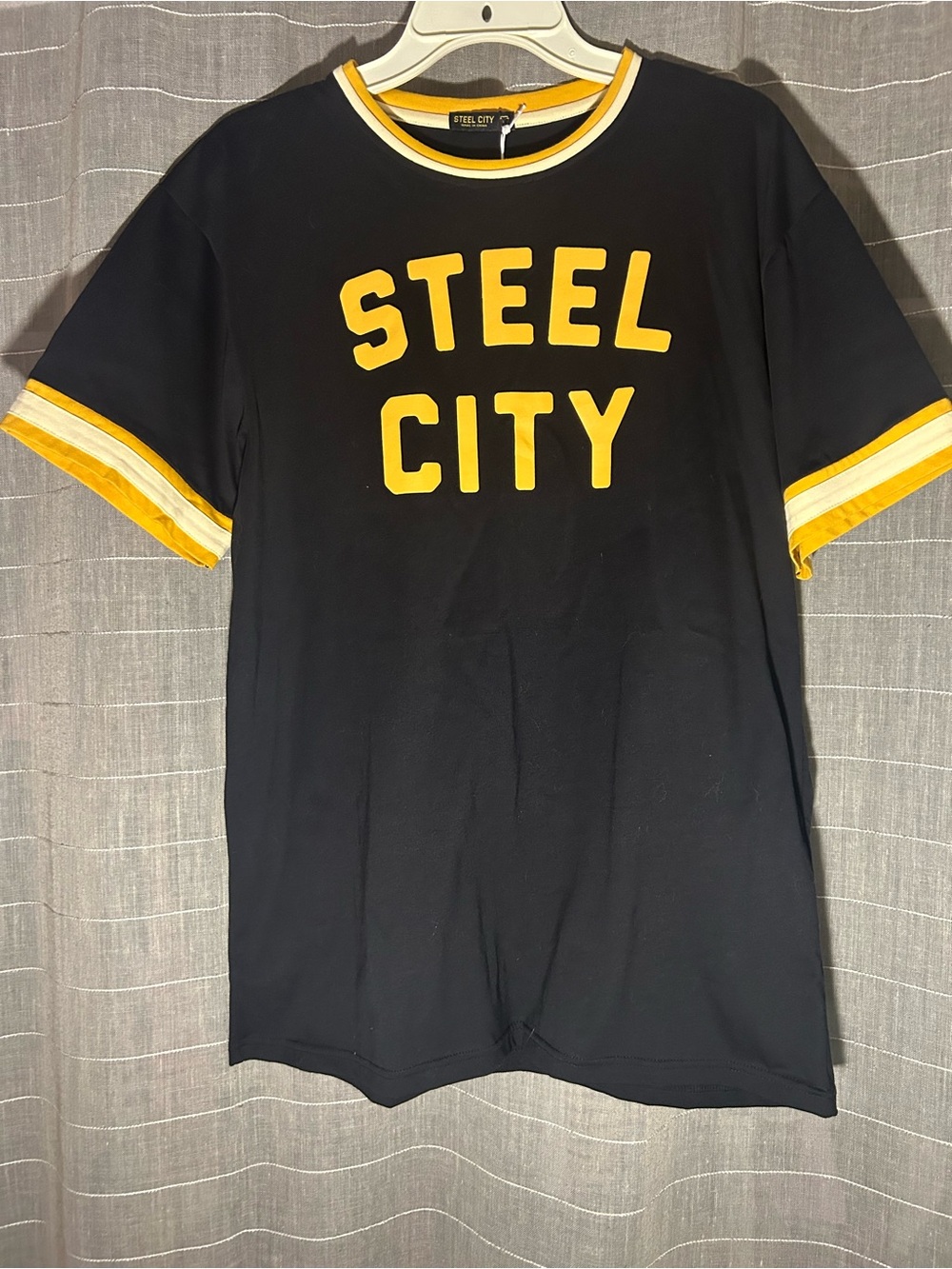 Steel City Black Tee with Yellow Trim